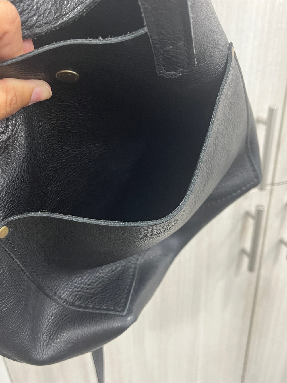 Portland Leather Black Pebbled Leather Mini Tote - Picture 6 of 13